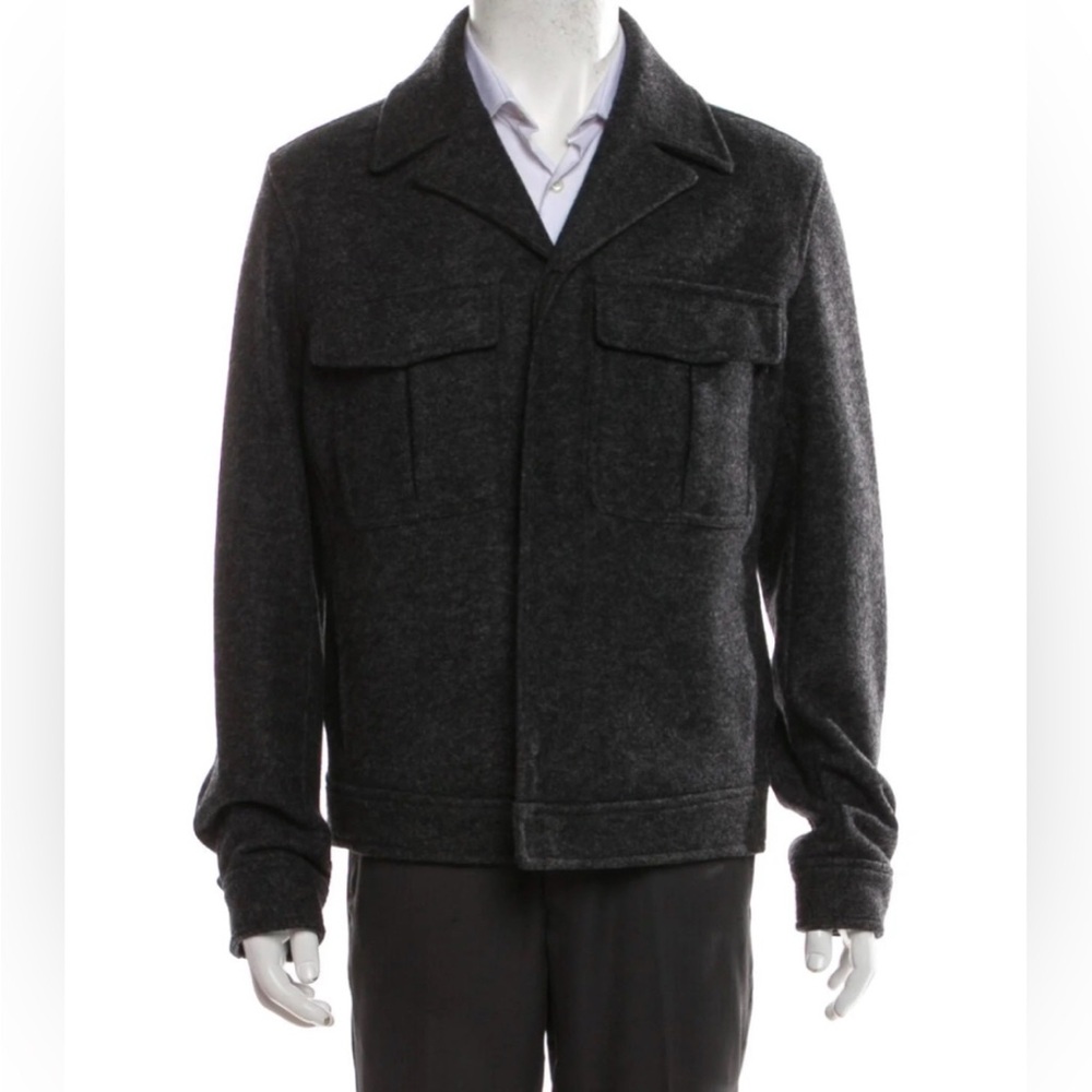 NEW‎ Theory Men’s Wool Blend Workwear Jacket Charcoal XXL Concealed Buttons